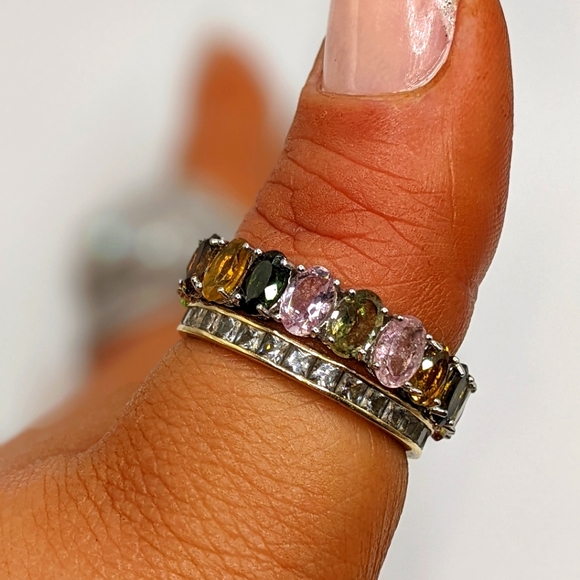 Multi-colored Tourmaline Gemstone Eternity Ring - Picture 7 of 15